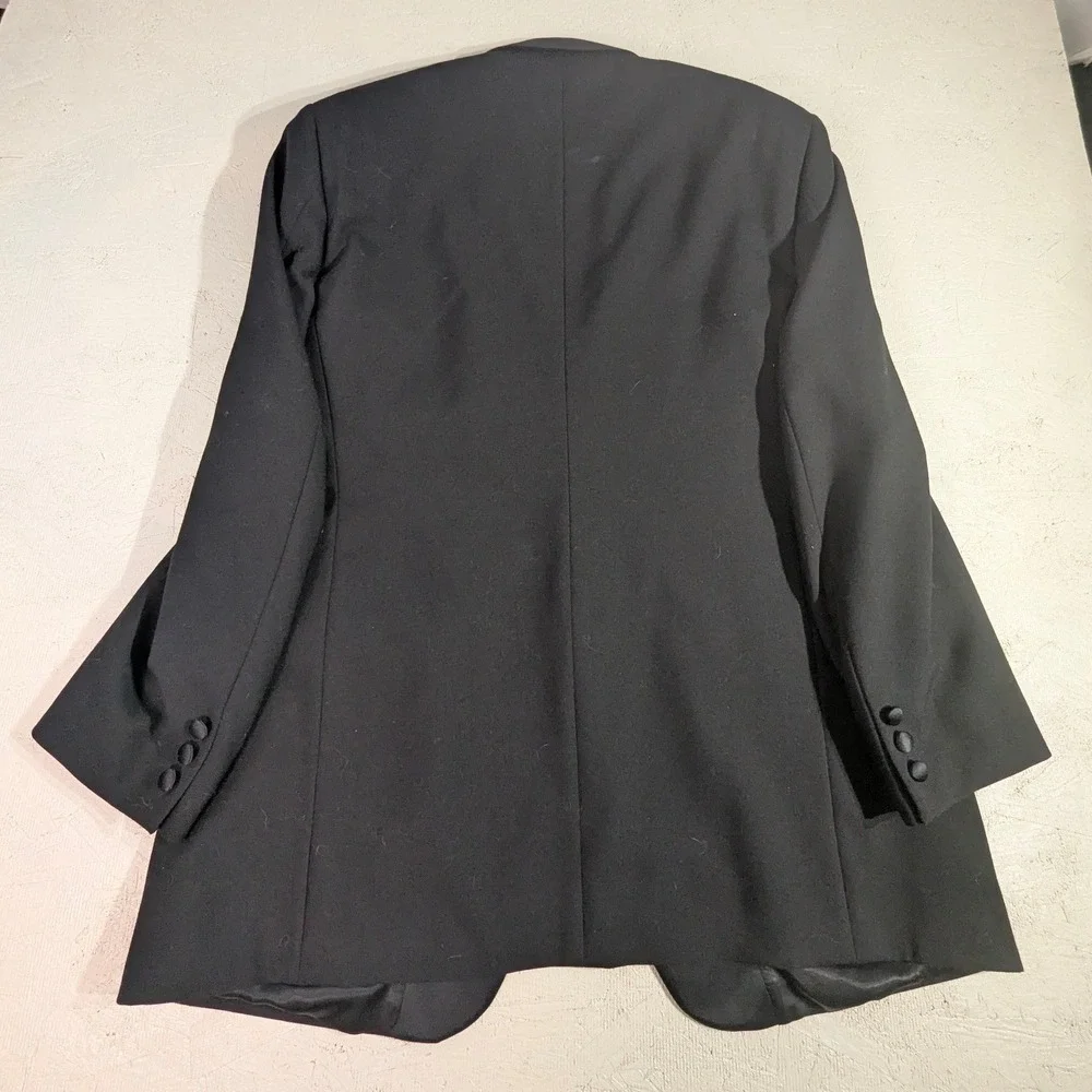 Vintage Black Wool Tuxedo Suit Set 44L Peak Lapel‎ USA